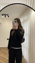 High Neck Knitted Sweater - الصورة 28