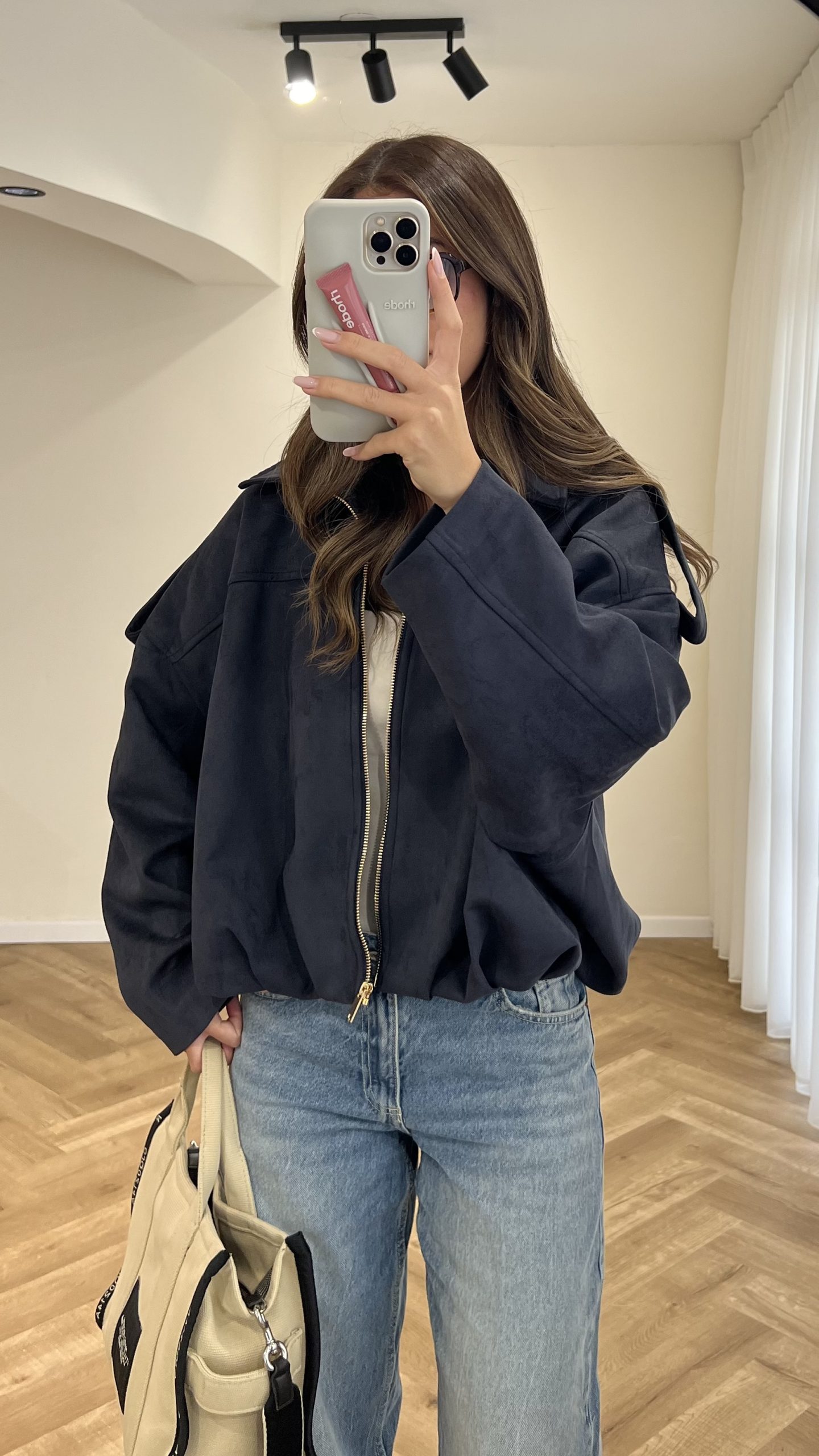 IMG_6019 Navy Suede Jacket - الصورة 1