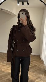 High Neck Chocolate Brown Jacket