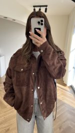 ⁦Suede High Neck Jacket⁩ - الصورة ⁦8⁩